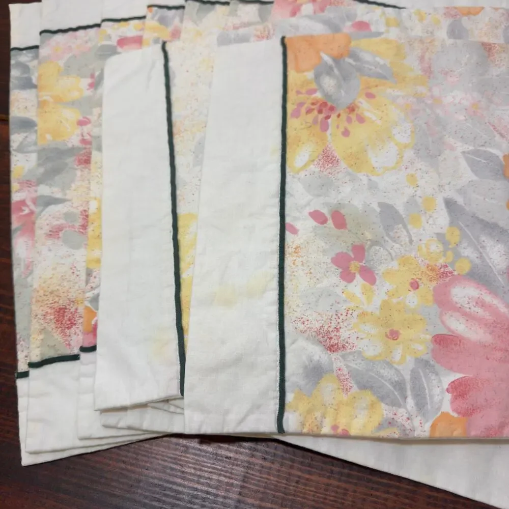 VINTAGE Floral 24pc Table Setting Placemat & Cloth Napkin Set